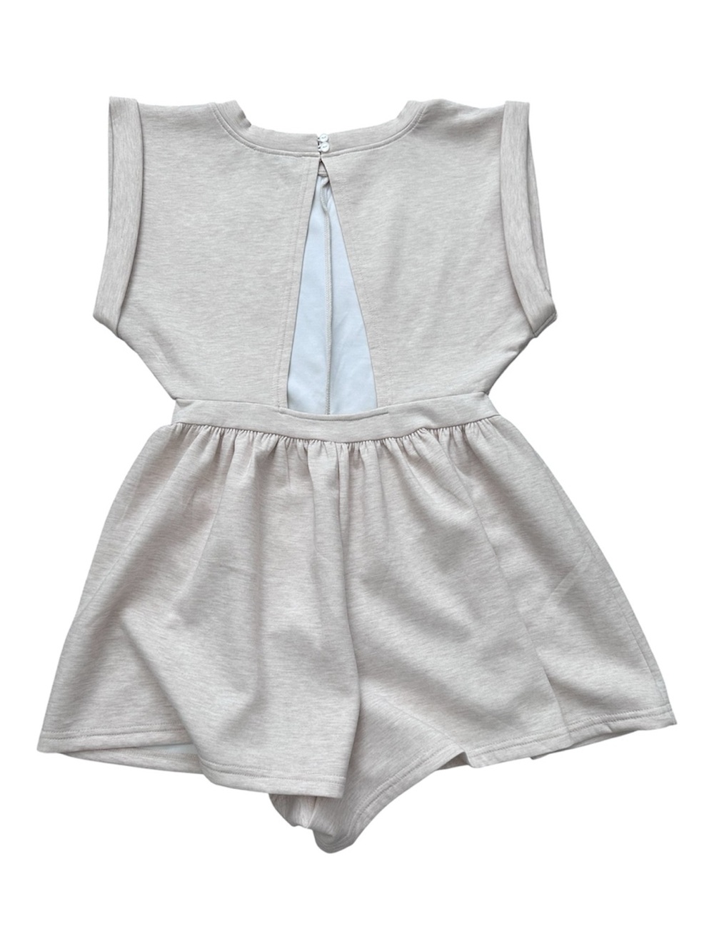 Zenana Scuba Open Back Romper Oatmeal - Picture 4 of 6